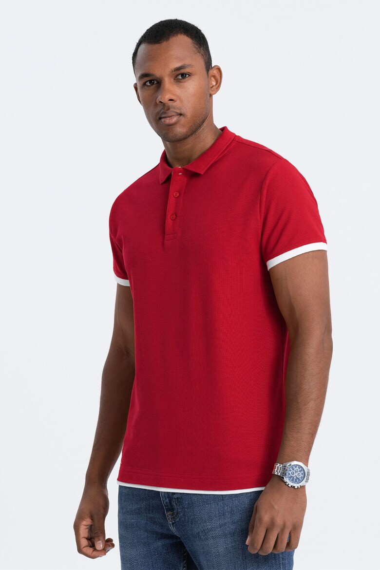 OMBRE Tricou polo din bumbac pique - Pled.ro