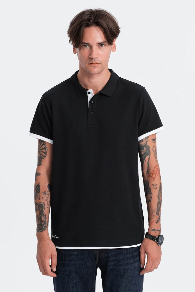 OMBRE Tricou polo din bumbac pique - Pled.ro