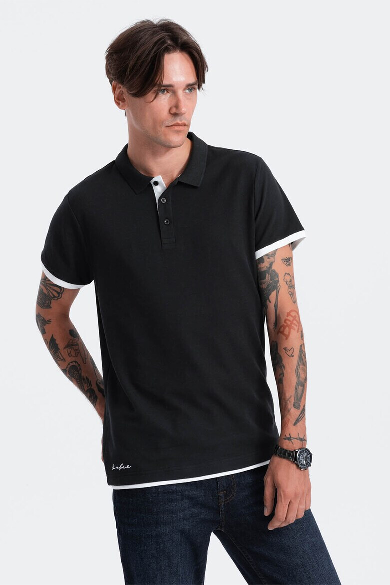 OMBRE Tricou polo din bumbac pique - Pled.ro