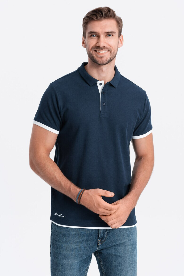 OMBRE Tricou polo din bumbac pique - Pled.ro