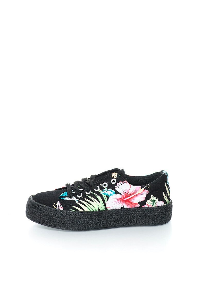 OMS by Original Marines Tenisi flatform multicolori cu model floral - Pled.ro