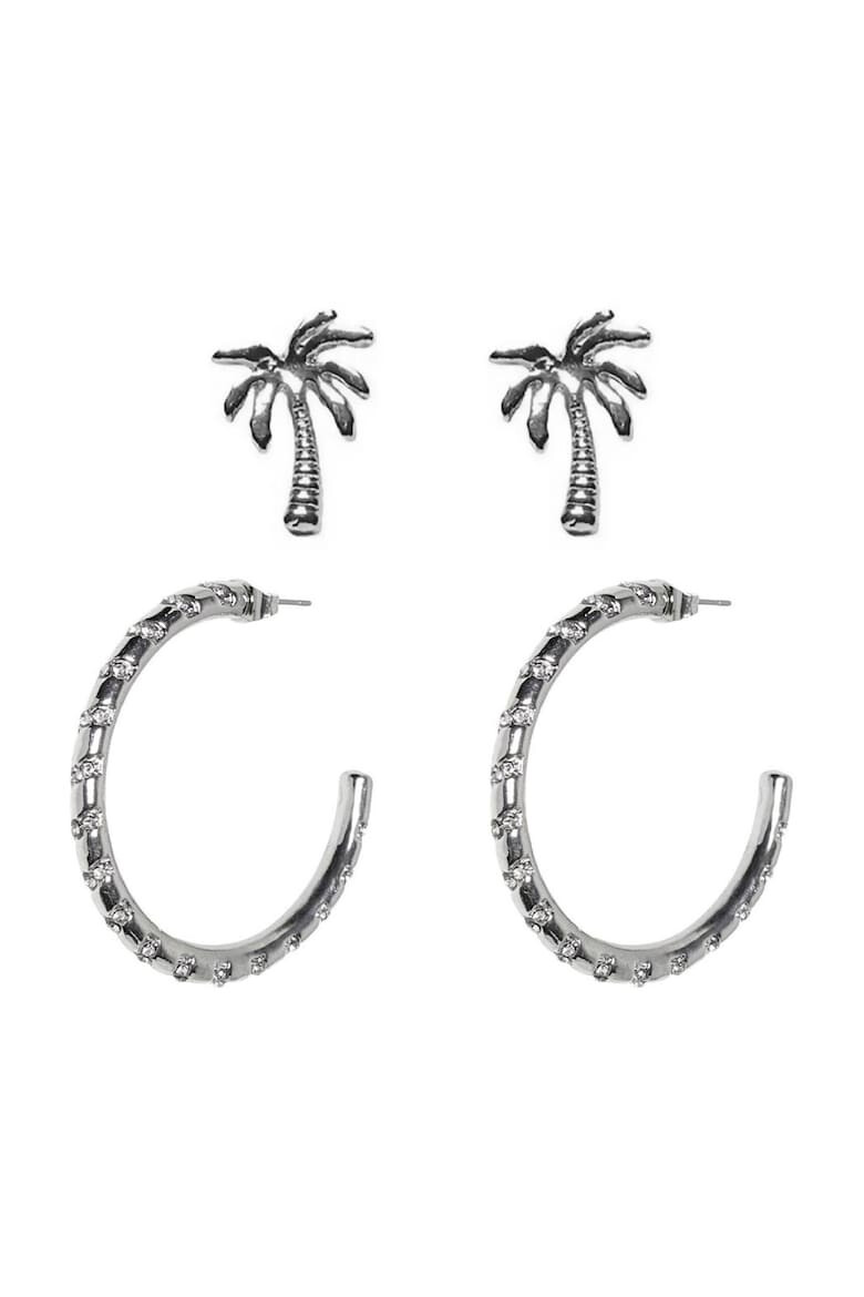 Only Set 2 perechi cercei dama 566711 Metal Gri One size - Pled.ro