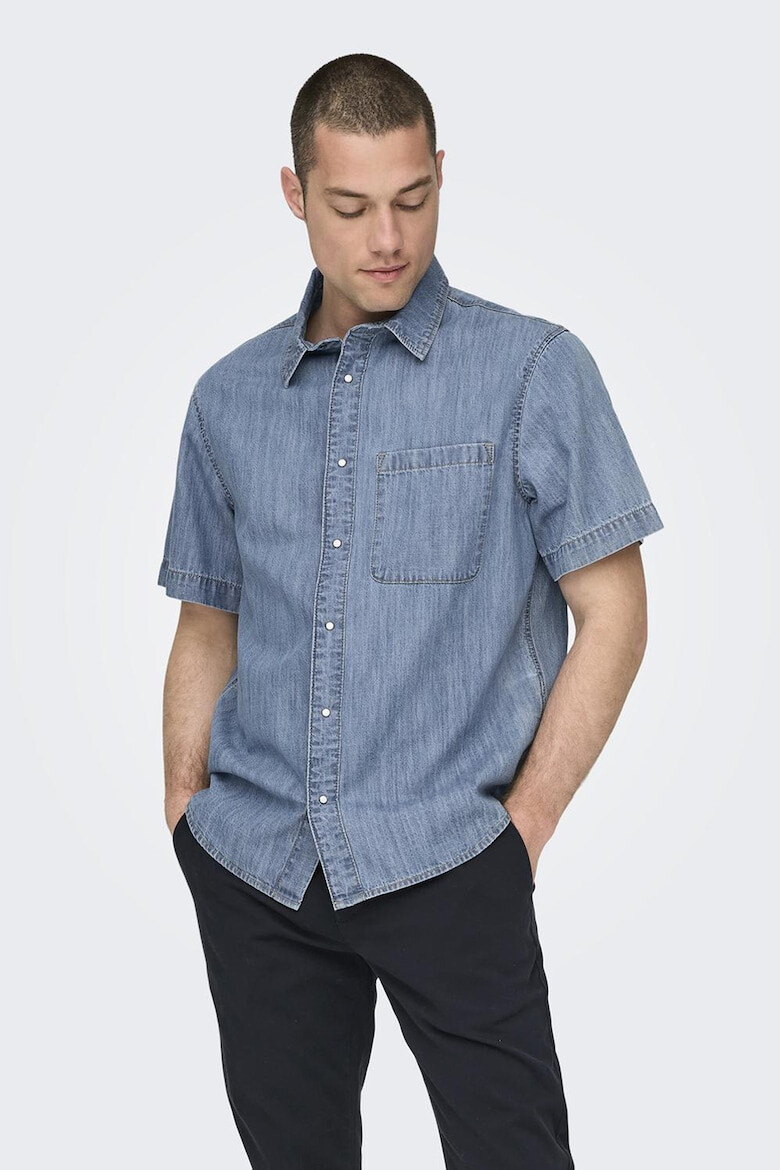 Only & Sons Camasa din denim cu buzunar pe piept - Pled.ro