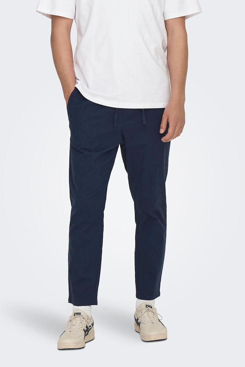 Only & Sons Pantaloni conici din amestec de in cu snururi - Pled.ro