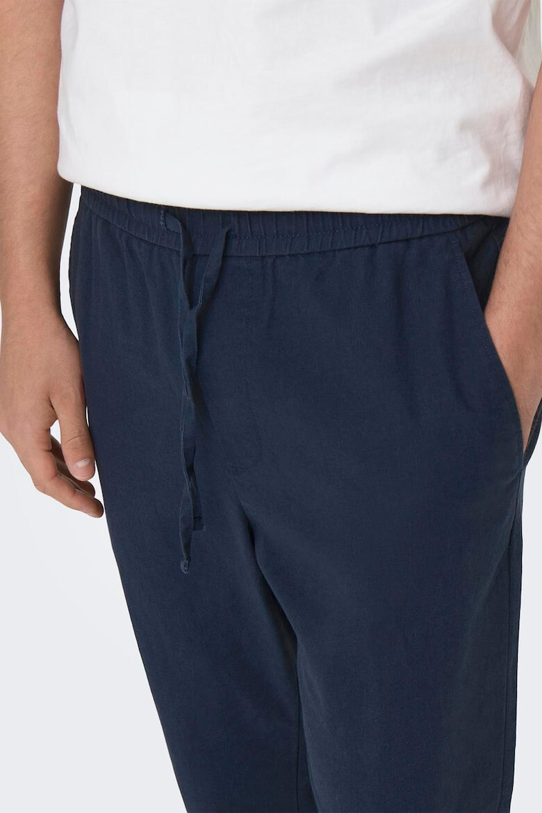 Only & Sons Pantaloni conici din amestec de in cu snururi - Pled.ro