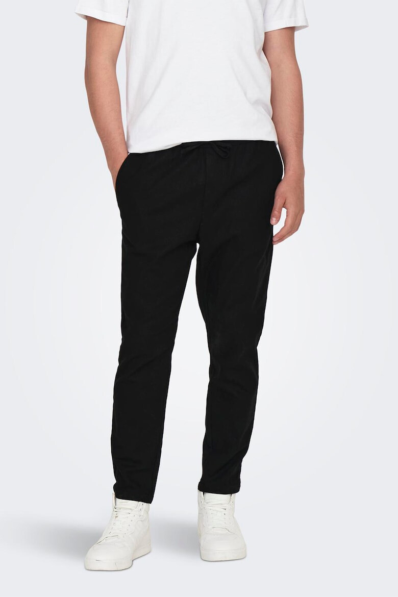 Only & Sons Pantaloni conici din amestec de in cu snururi - Pled.ro