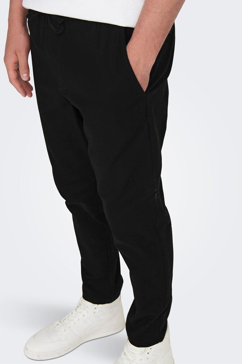 Only & Sons Pantaloni conici din amestec de in cu snururi - Pled.ro