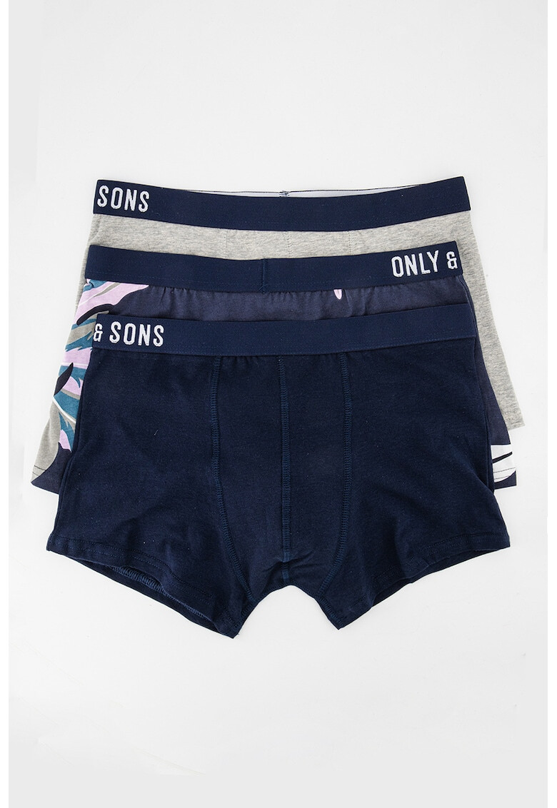 Only & Sons Set de boxeri cu banda logo in talie - 3 perechi - Pled.ro