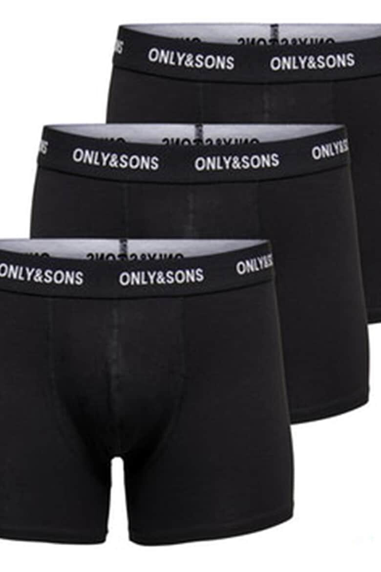 Only & Sons Set de boxeri cu banda logo in talie - 3 perechi - Pled.ro