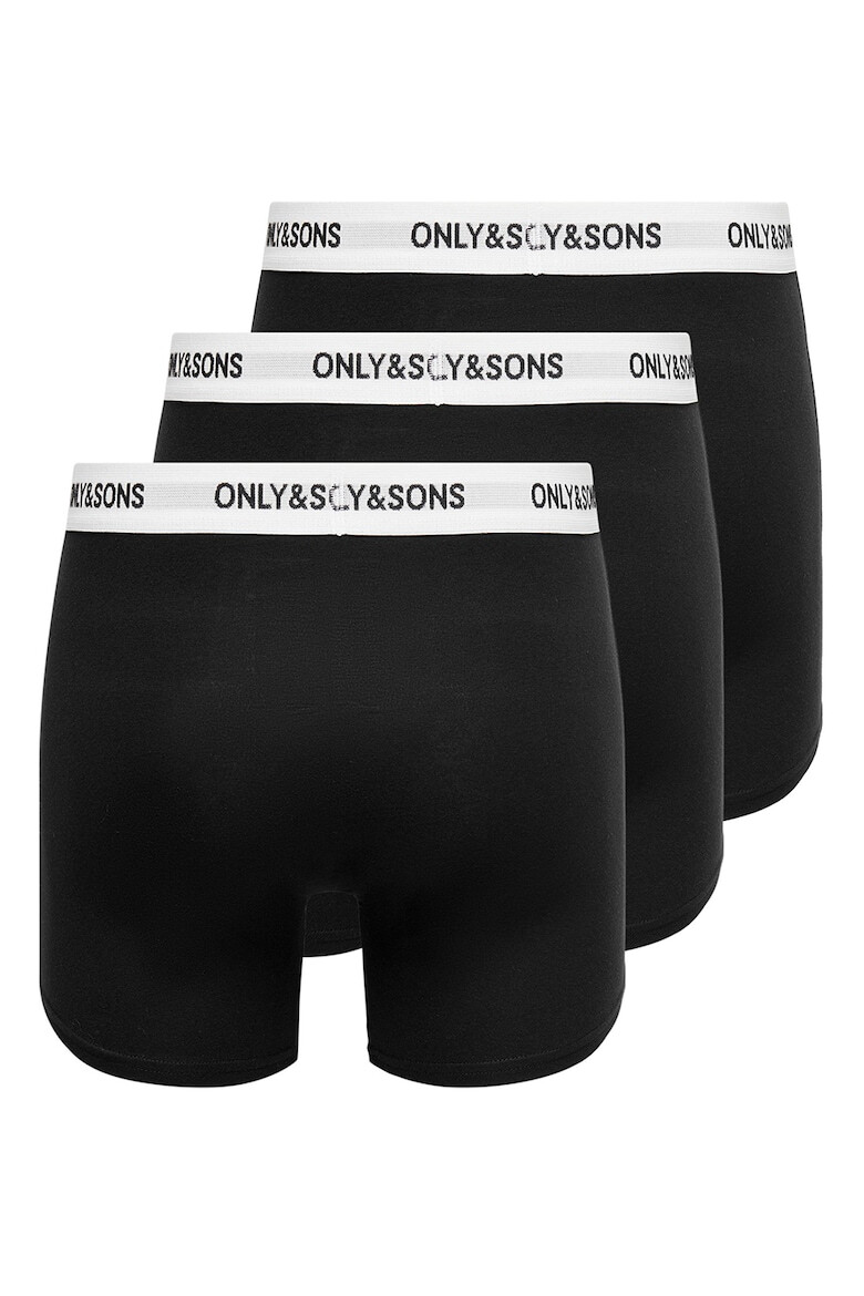 Only & Sons Set de boxeri de bumbac cu banda logo elastica Fitz - 3 perechi - Pled.ro