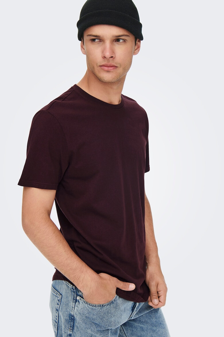 Only & Sons Tricou de bumbac cu decolteu la baza gatului - Pled.ro