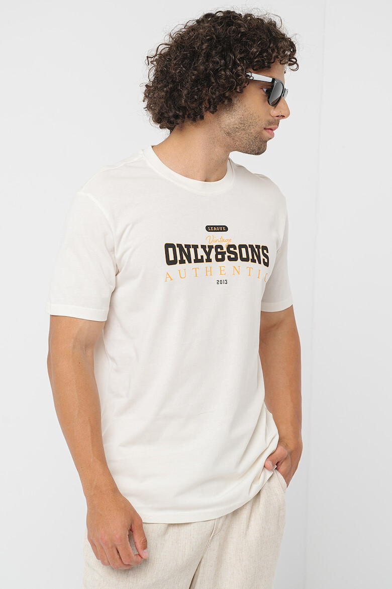 Only & Sons Tricou din bumbac organic cu imprimeu logo pe piept - Pled.ro