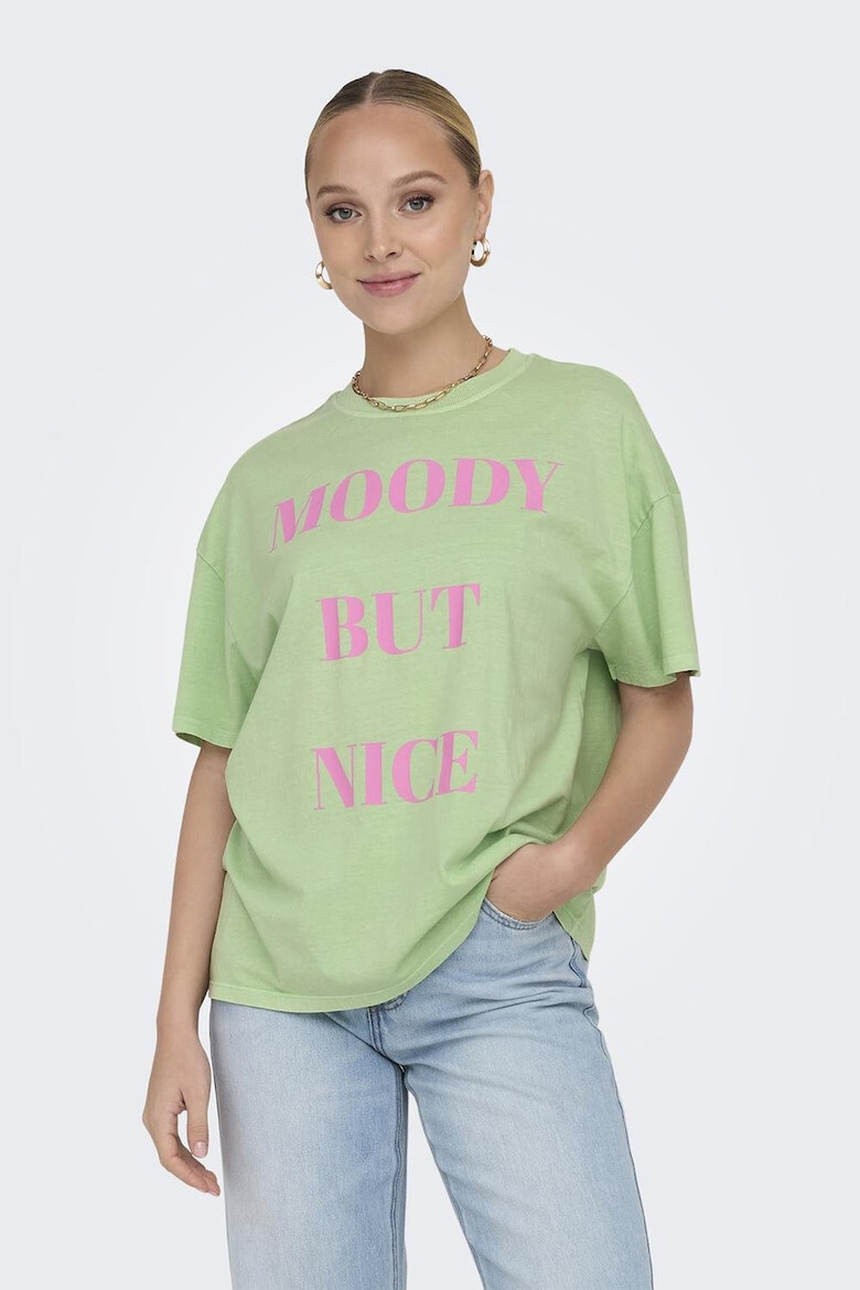 Only Tricou cu text si maneci cazute Rilly - Pled.ro