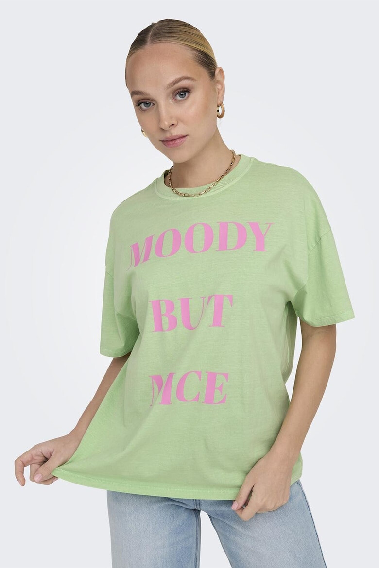 Only Tricou cu text si maneci cazute Rilly - Pled.ro