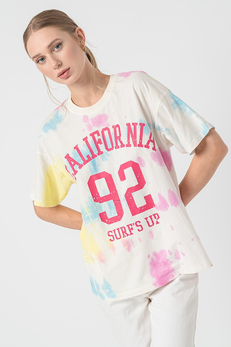 Only Tricou de bumbac organic cu text si model tie-dye Cattie - Pled.ro