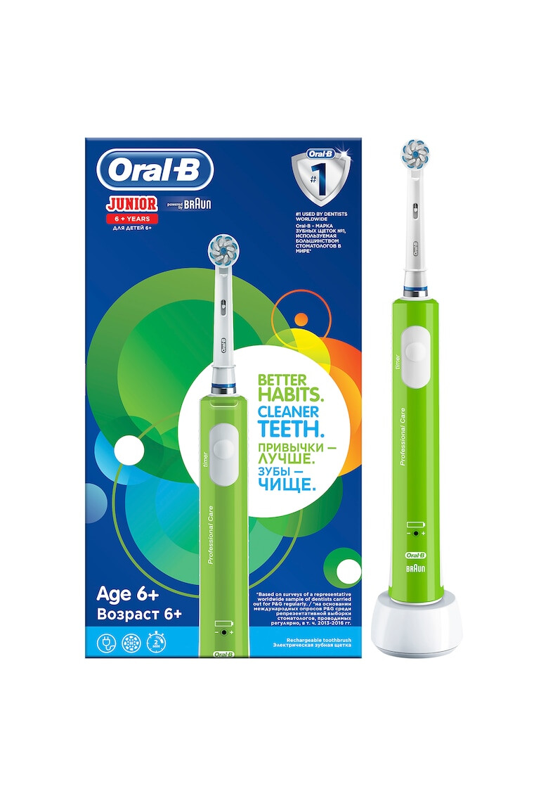 Oral-B Periuta de dinti electrica Oral B Junior pentru copii 20000 pulsatii/min 8800 ocilatii/min Curatare 3D 1 program 1 capat Verde - Pled.ro