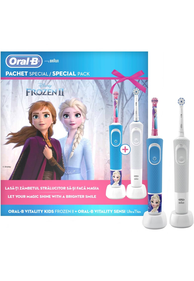 Oral-B Set Family Periuta de dinti electrica copii + adult Oral B Vitality D100 Star Wars+ Vitality D100 Sensi Ultra Thin 2 capete - Pled.ro