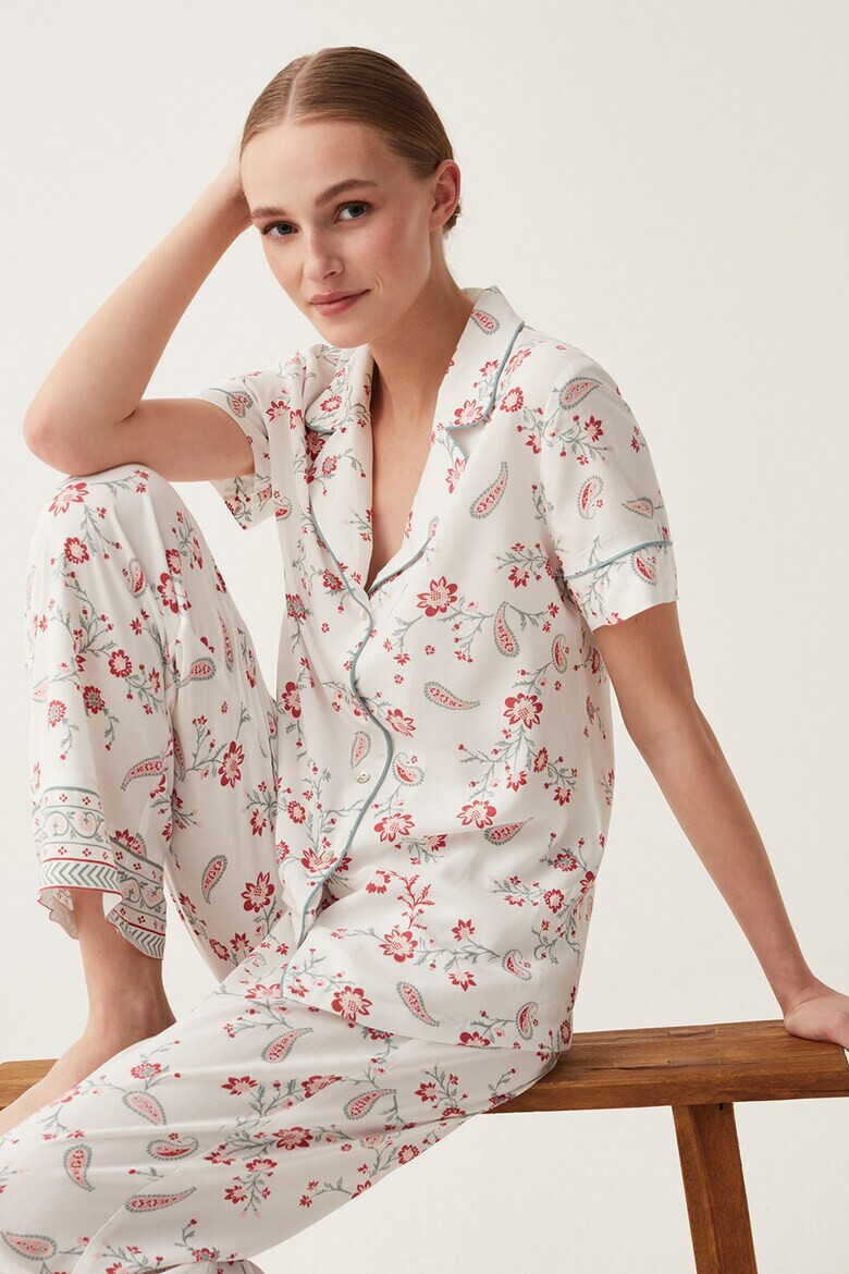 OVS Pijama cu nasturi si model floral - Pled.ro