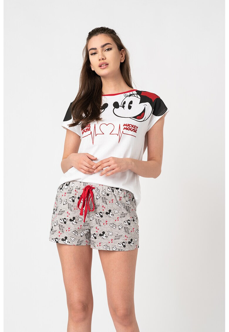 OVS Pijama cu pantaloni scurti din jerseu cu model Mickey si Minnie Mouse - Pled.ro