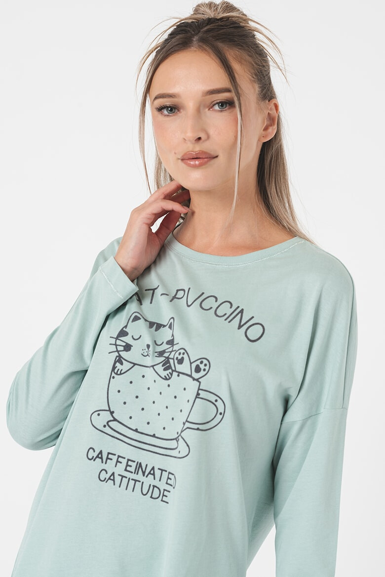 OVS Pijama de bumbac cu imprimeu text - Pled.ro