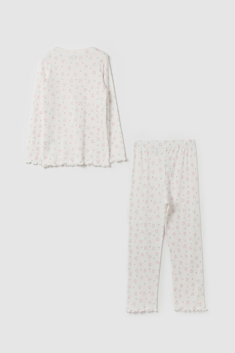 OVS Pijama din bumbac cu pantaloni lungi striatii si model floral - Pled.ro