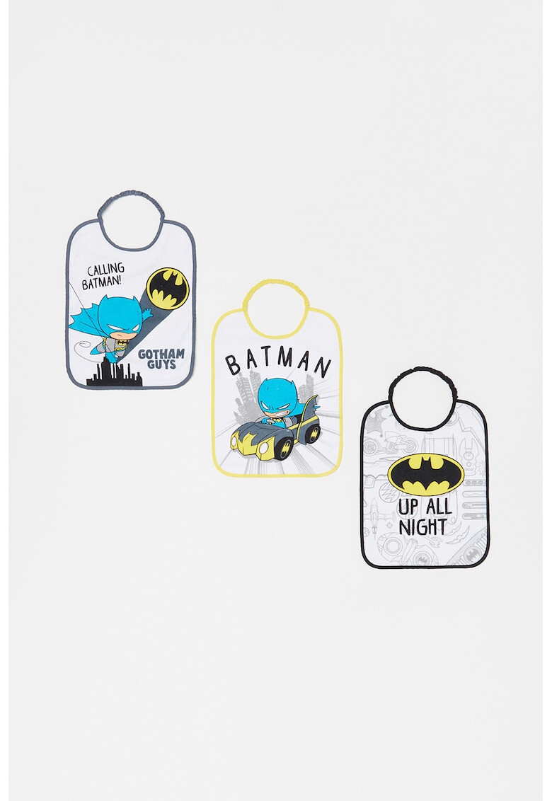 OVS Set 3 bavete unisex cu imprimeu Batman Alb - Pled.ro