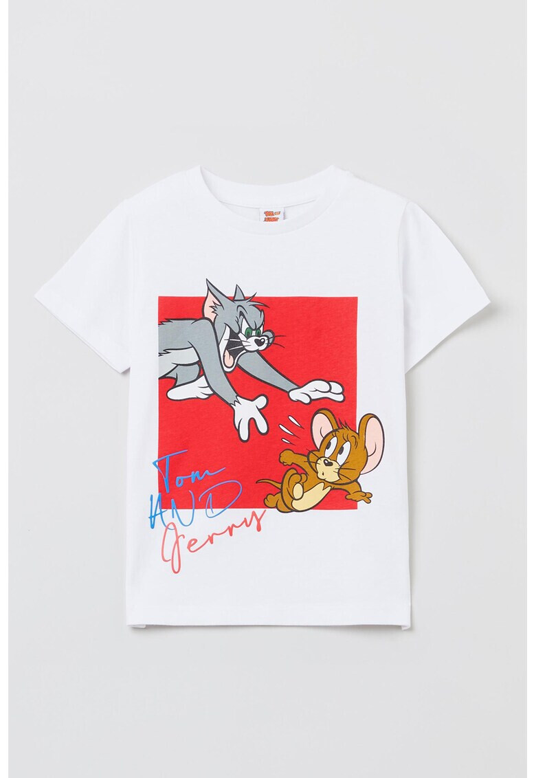 OVS Tricou cu decolteu la baza gatului si imprimeu cu Tom&Jerry - Pled.ro