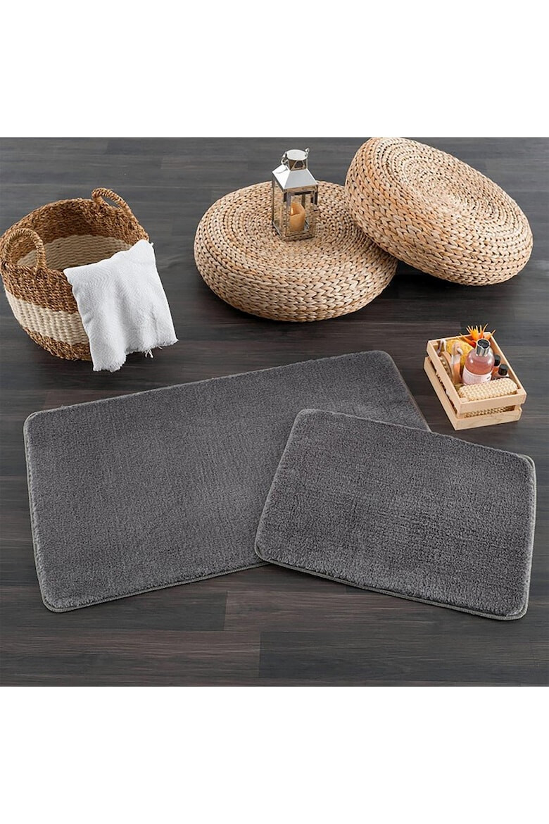 Oyo Concept Set 2 covorase de baie Puff 50x80 + 40x60 cm poliester 1250 GSM fir scurt 2.5 cm spate antiderapant - Pled.ro