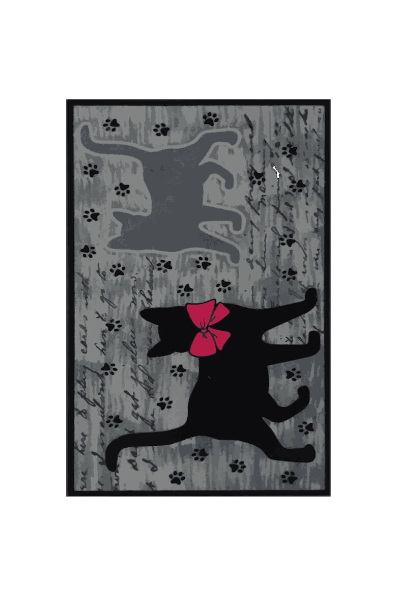 Oyo home Covor de bucatarie Black Cat poliester print digital spate antiderapant - Pled.ro