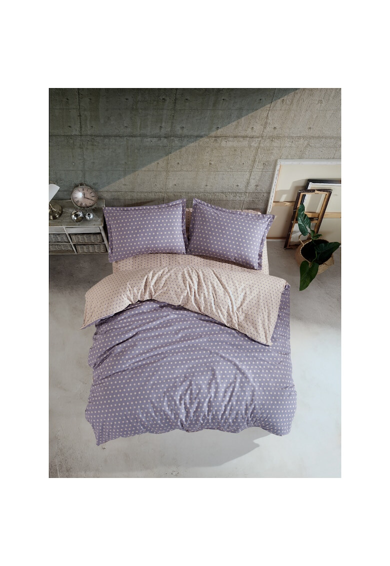 Oyo home Lenjerie de pat 2 persoane 100%bumbac ranforce densitate 145TC 4 piese cearceaf pilota 200x220 cearceaf pat 220x240 fata de perna 50x70cm - Pled.ro