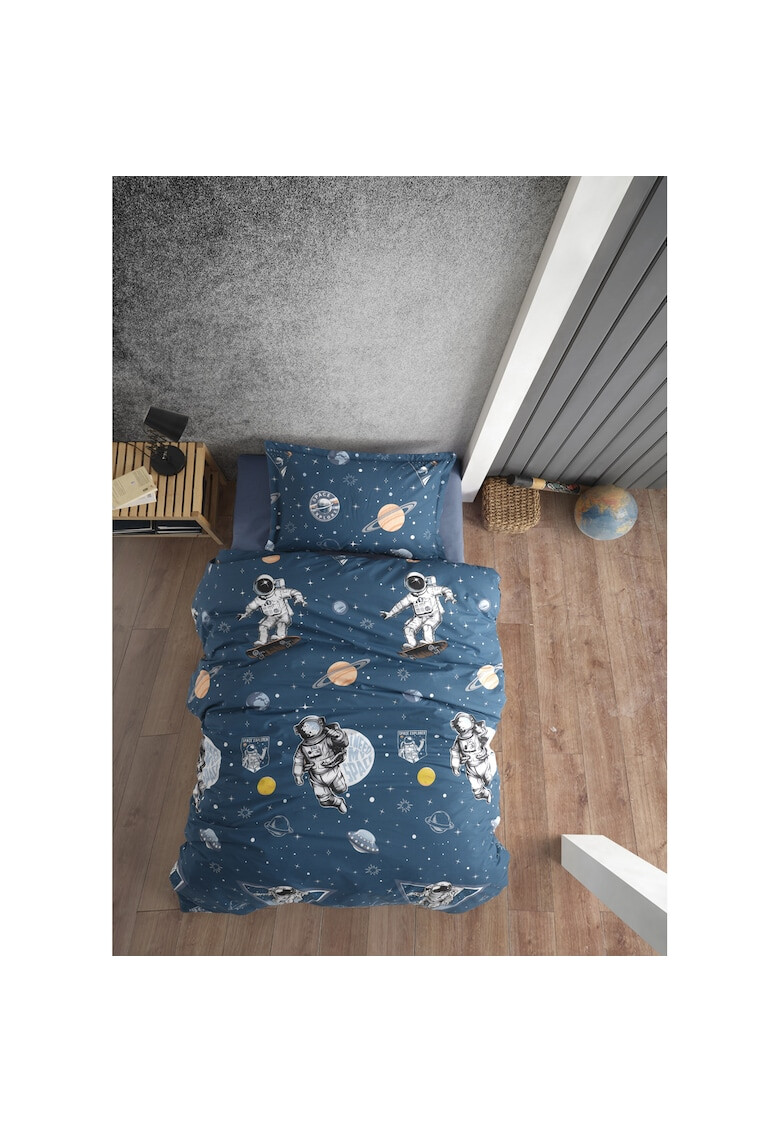 Oyo home Lenjerie de pat o persoana 100%bumbac ranforce densitate 145TC 3 piese cearceaf pilota 160x220 cearceaf pat 160x240cm fata de perna 50x70cm - Pled.ro