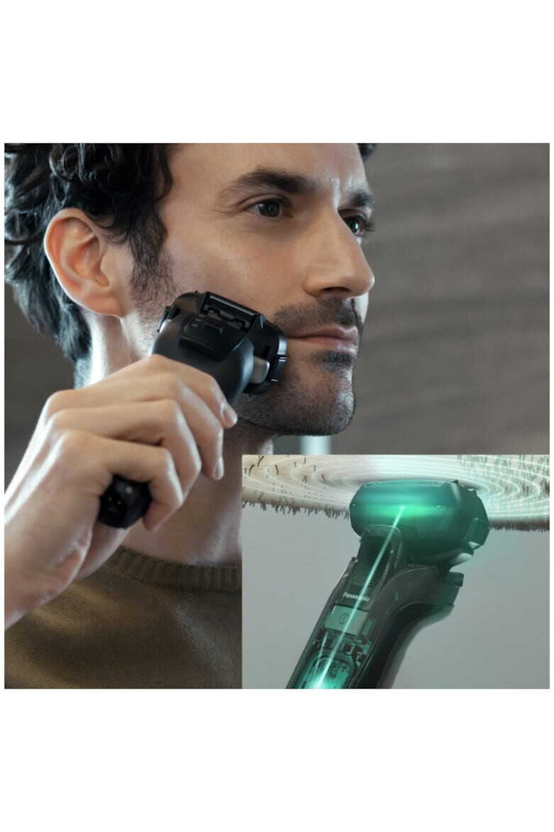 Panasonic Aparat de ras 5 lame "Japanese Blade Technology" Trimmer Senzor pentru barba 50min autonomie Li-Ion Wet & Dry Cap Flexibil 20D Cutie de transport Negru - Pled.ro