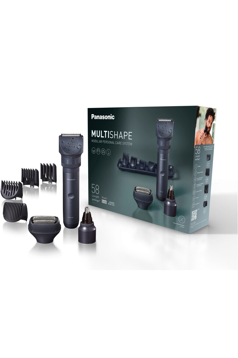 Panasonic Aparat de tuns barba si parul MultiSHAPE XSHAPE PACK 1 cap aparat de ras umed/uscat cu 3lame cap trimmer nas/urechi/fata acumulator Li-Ion cu autonomie 70min quick charge 1H cap tundere cu 58 de setări de lungime Negru - Pled.ro