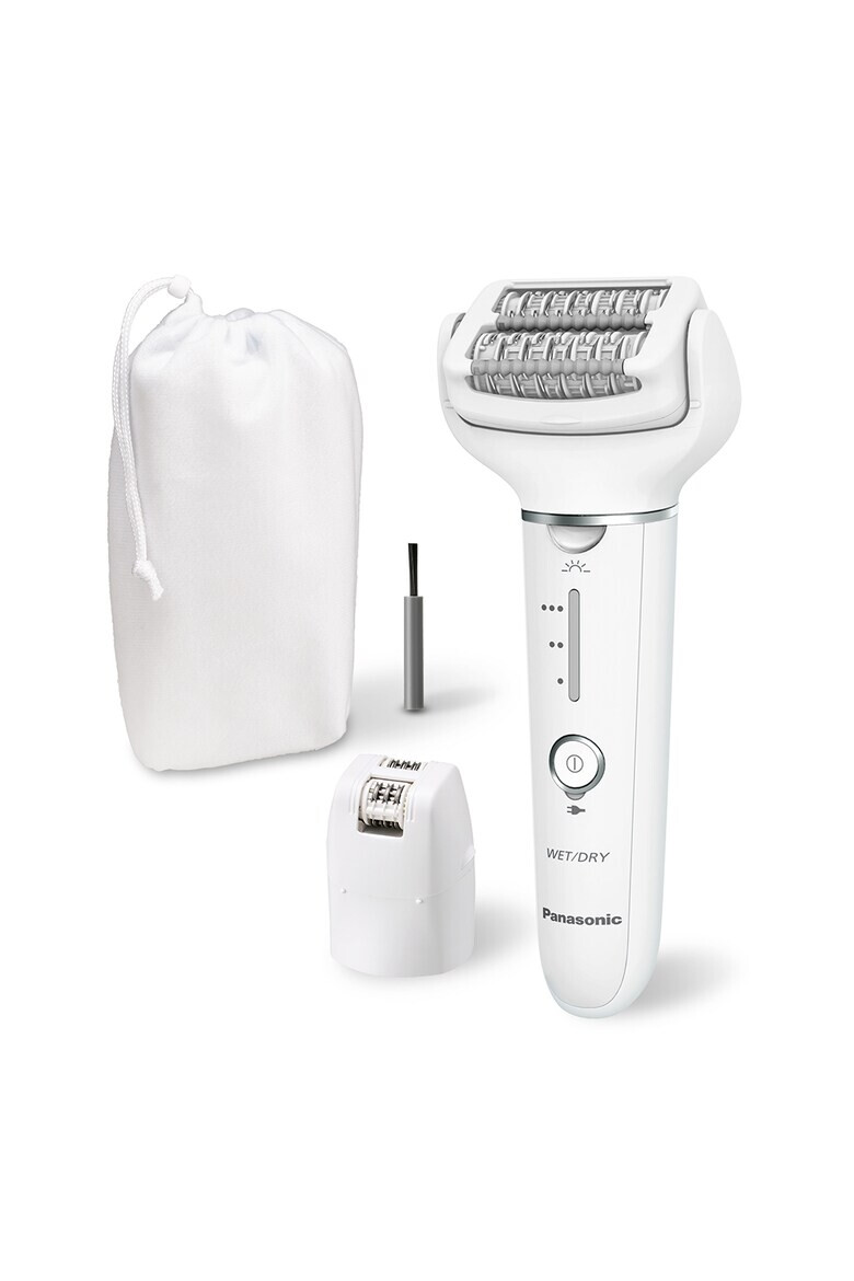 Panasonic Epilator Wet & Dry Cordless 2discuri & 60 pensete Senzor presiune Discuri duble Cap flexibil si pivotant la 90° 3 viteze Alb/Crem - Pled.ro