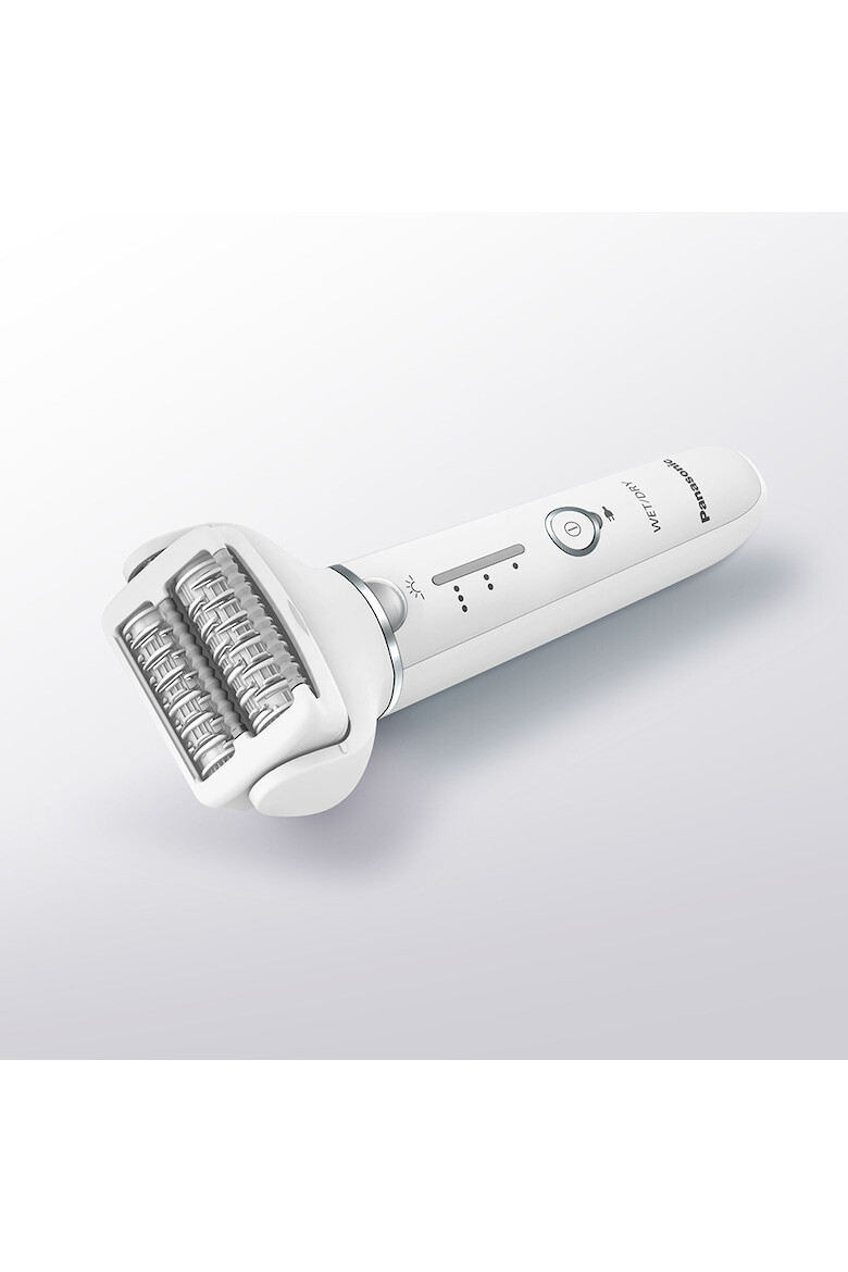 Panasonic Epilator Wet & Dry Cordless 2discuri & 60 pensete Senzor presiune Discuri duble Cap flexibil si pivotant la 90° 3 viteze Alb/Crem - Pled.ro