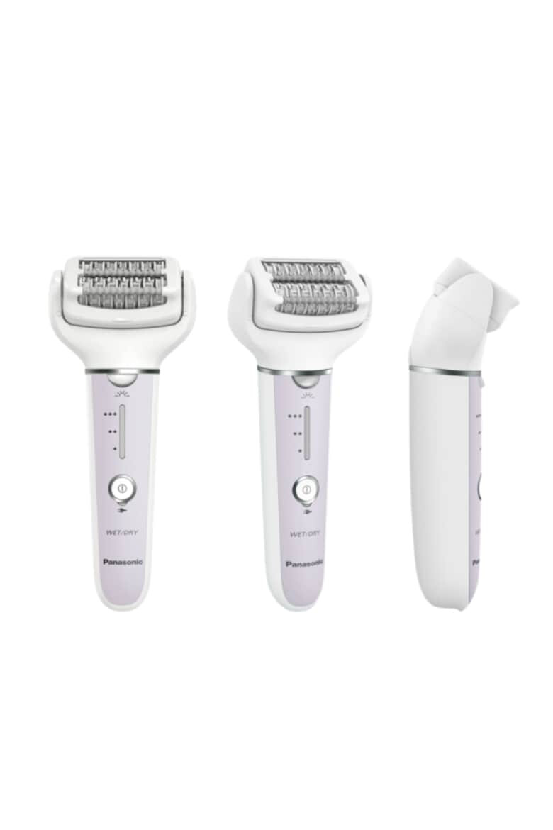 Panasonic Epilator Wet & Dry Cordless 2discuri & 60 pensete Senzor presiune Discuri duble Cap flexibil si pivotant la 90° 3 viteze Alb/Mov - Pled.ro