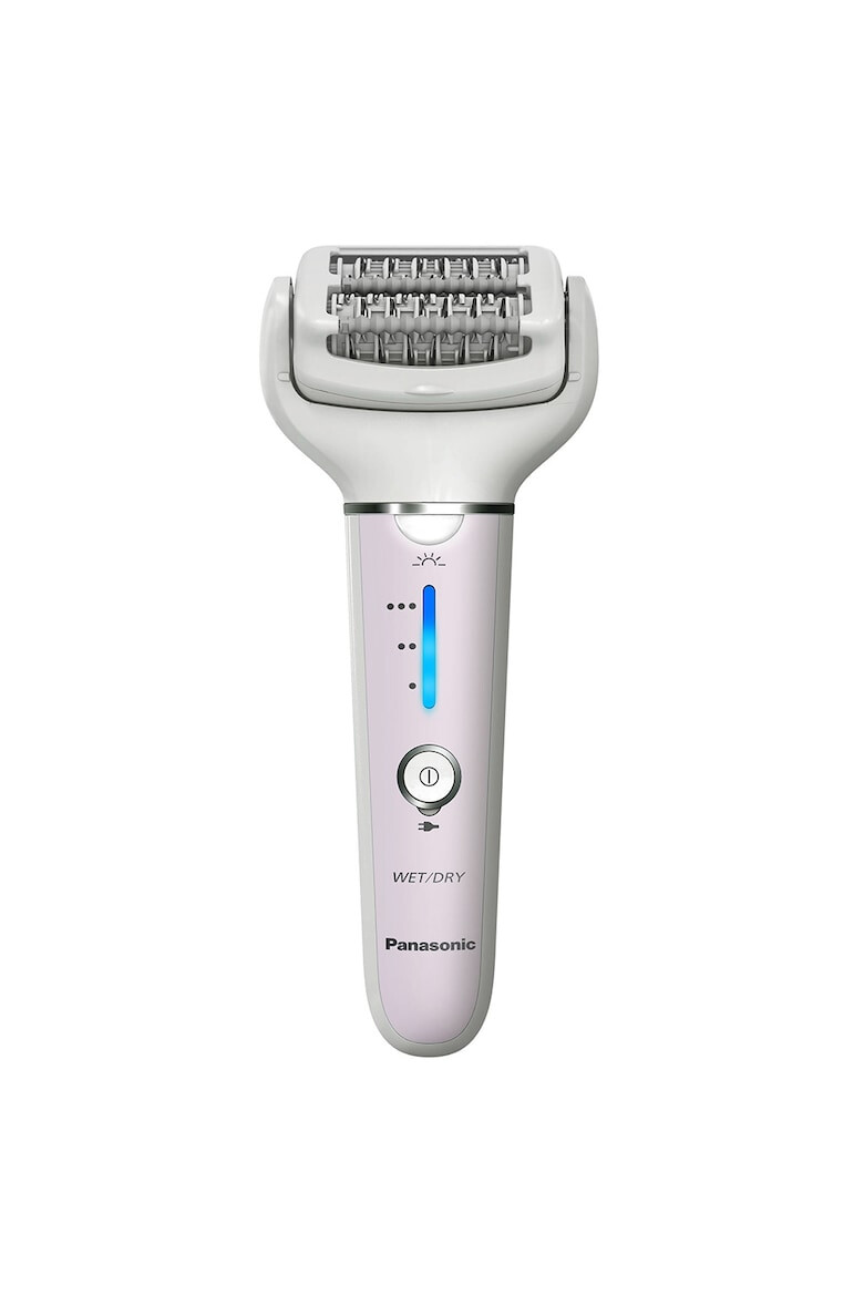 Panasonic Epilator Wet & Dry Cordless 2discuri & 60 pensete Senzor presiune Discuri duble Cap flexibil si pivotant la 90° 3 viteze Alb/Roz - Pled.ro