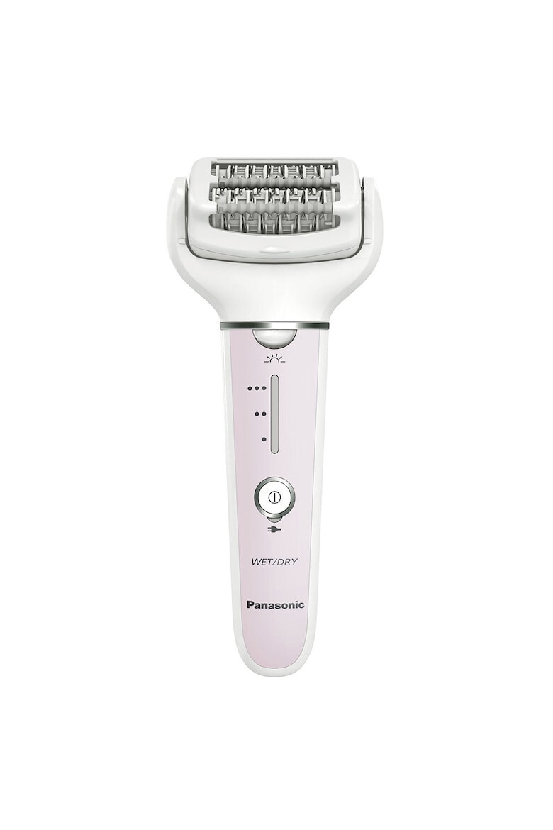 Panasonic Epilator Wet & Dry Cordless 2discuri & 60 pensete Senzor presiune Discuri duble Cap flexibil si pivotant la 90° 3 viteze Alb/Roz - Pled.ro