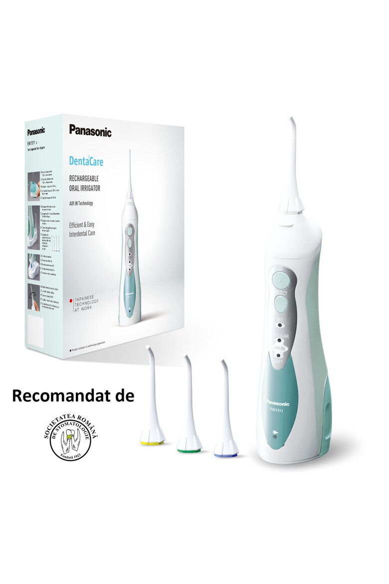 Panasonic Irigator Bucal Acumulator 4 programe 4 duze Alb/Verde - Pled.ro