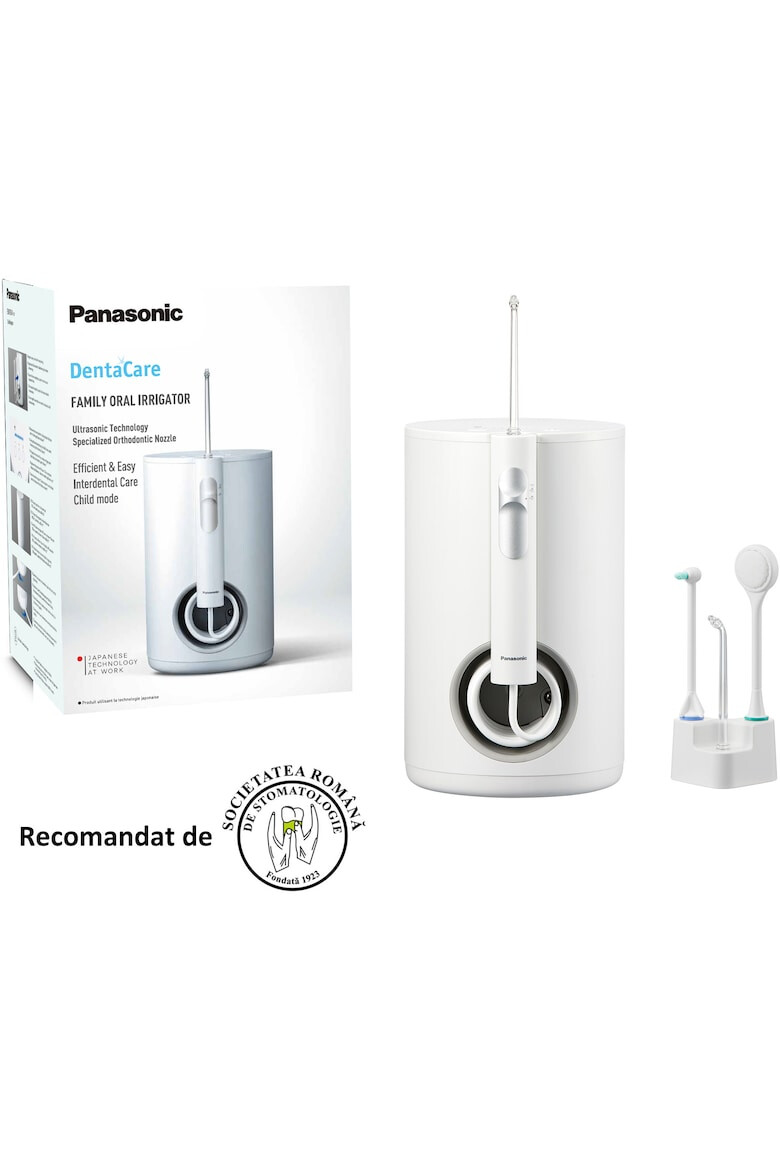 Panasonic Irigator oral Ultrasonic Stationar Child Mode 10 trepte de presiune presiunea maxima 647kPa capacitate rezervor 600 ml 4 duze Alb - Pled.ro