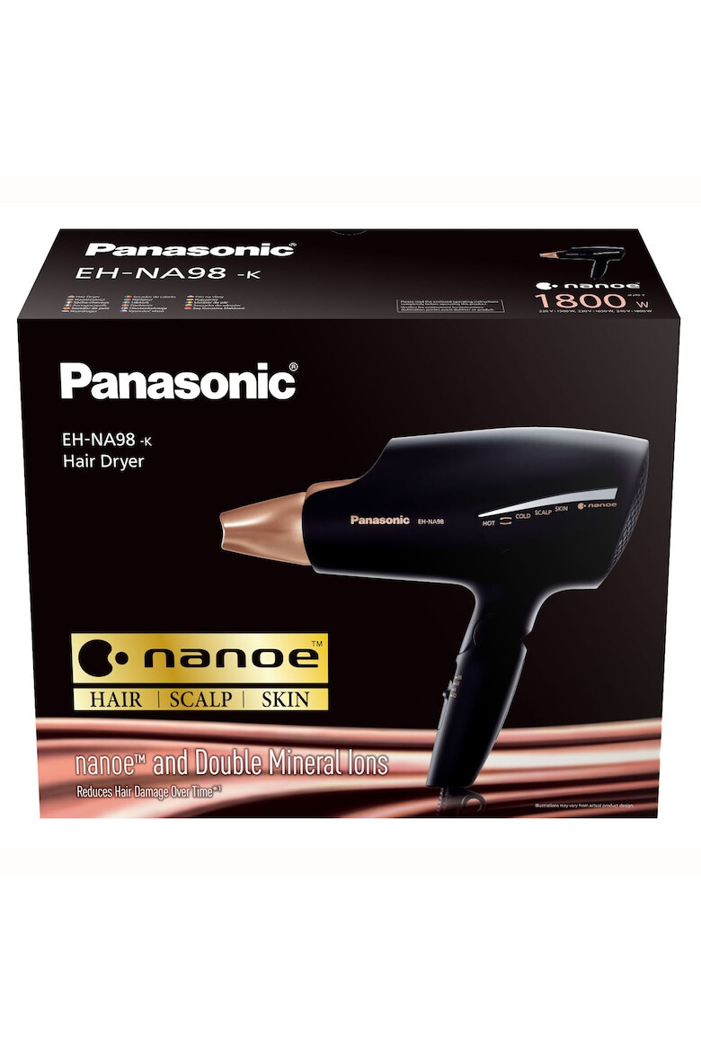 Panasonic Uscator de par Tehnologie Nanoe Ionizare ventilație în 3 trepte duză unică de uscare rapidă4 moduri de ingrijire al parului si scalpului Negru Bronze - Pled.ro