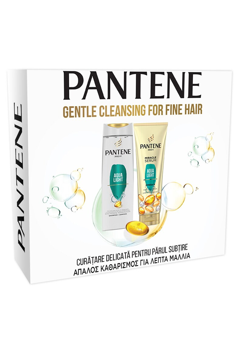 Pantene Set Cadou Pro-V Aqualight: sampon Pro-V Aqualight pentru par gras 400 ml + Balsam Pro-V Aqua Light 3 Minute Miracle pentru par gras 200 ml - Pled.ro