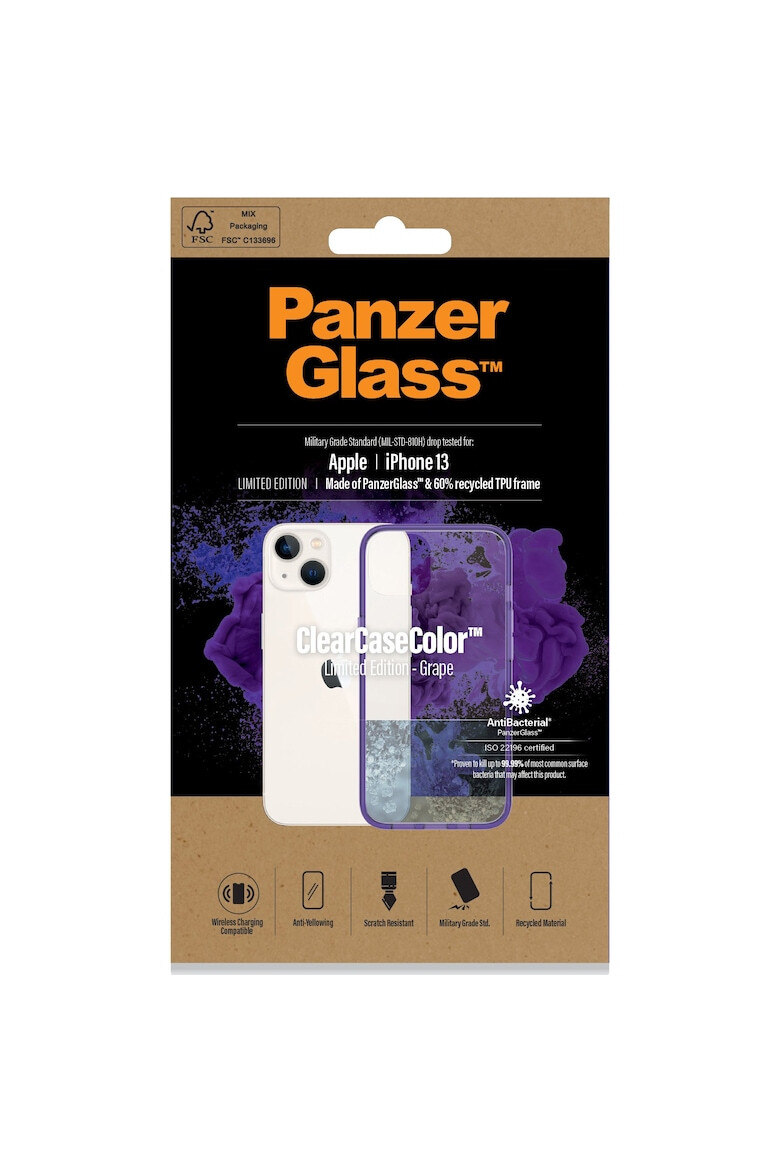 PanzerGlass Husa de protectie pentru Apple iPhone 13 Transparenta / Rama Mov - Pled.ro