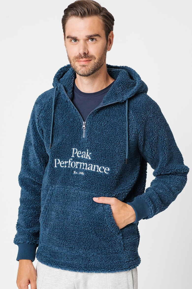 Peak Performance Hanorac din material teddy cu fermoar scurt si logo brodat - Pled.ro