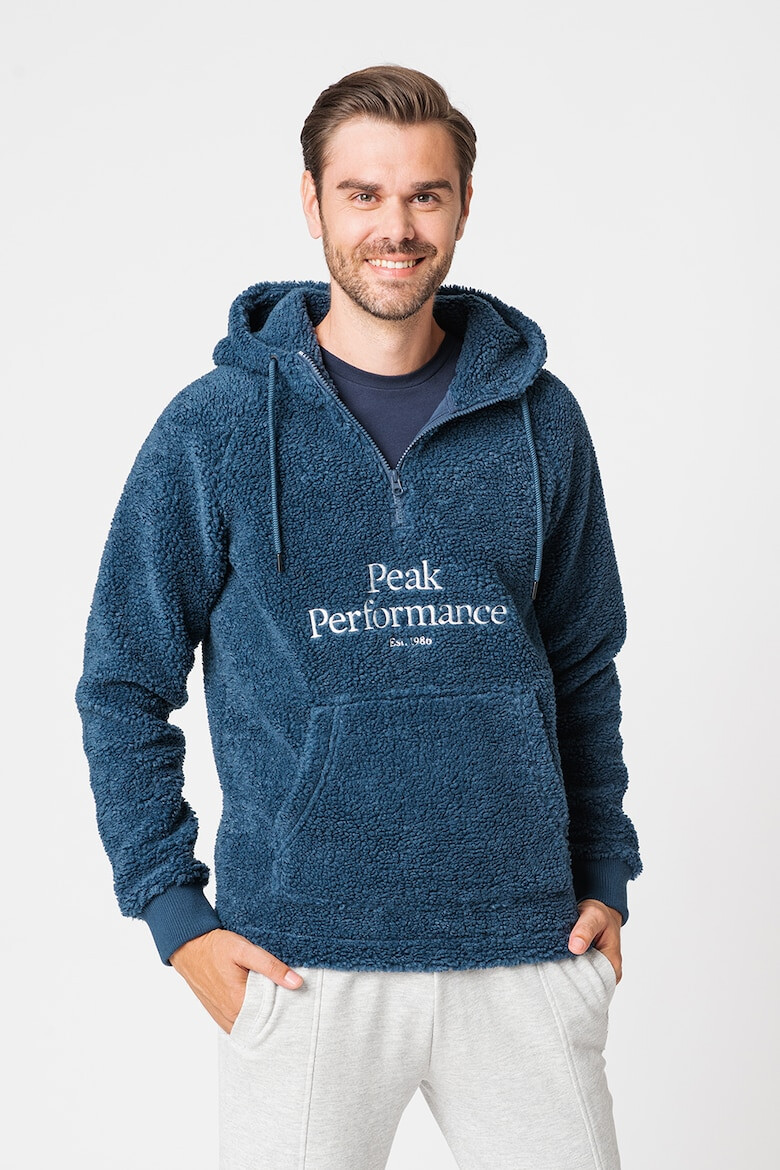 Peak Performance Hanorac din material teddy cu fermoar scurt si logo brodat - Pled.ro