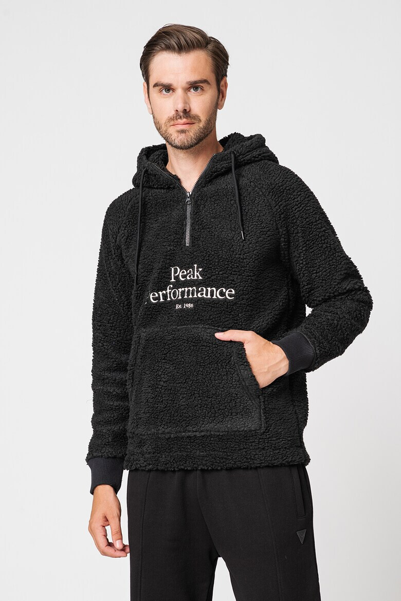 Peak Performance Hanorac din material teddy cu fermoar scurt si logo brodat - Pled.ro