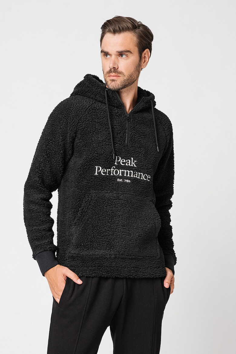 Peak Performance Hanorac din material teddy cu fermoar scurt si logo brodat - Pled.ro