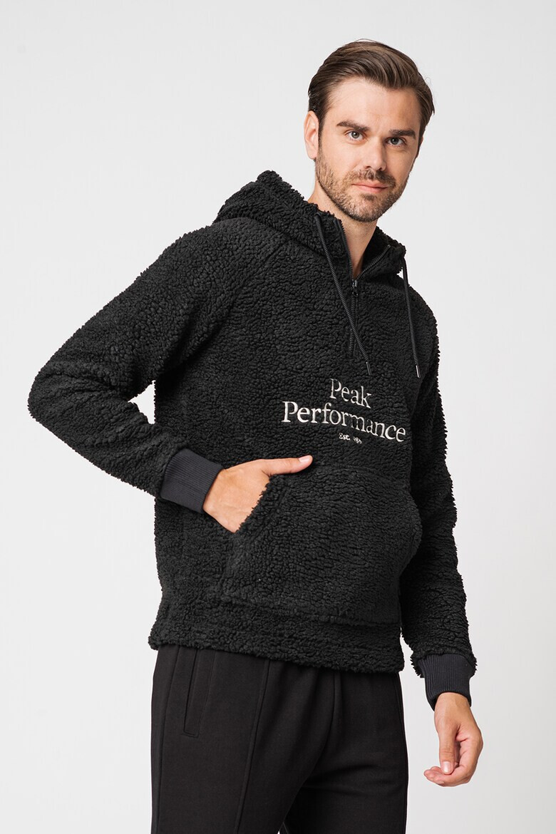 Peak Performance Hanorac din material teddy cu fermoar scurt si logo brodat - Pled.ro