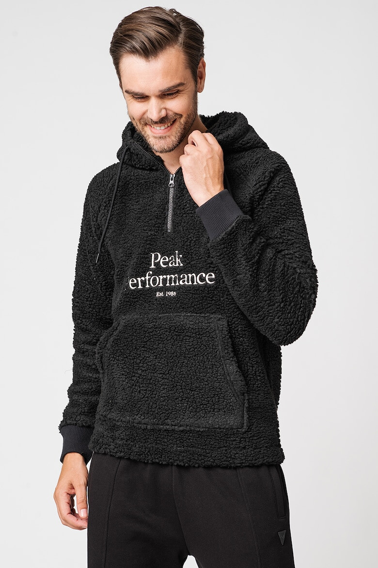 Peak Performance Hanorac din material teddy cu fermoar scurt si logo brodat - Pled.ro