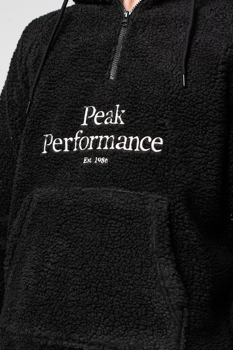 Peak Performance Hanorac din material teddy cu fermoar scurt si logo brodat - Pled.ro